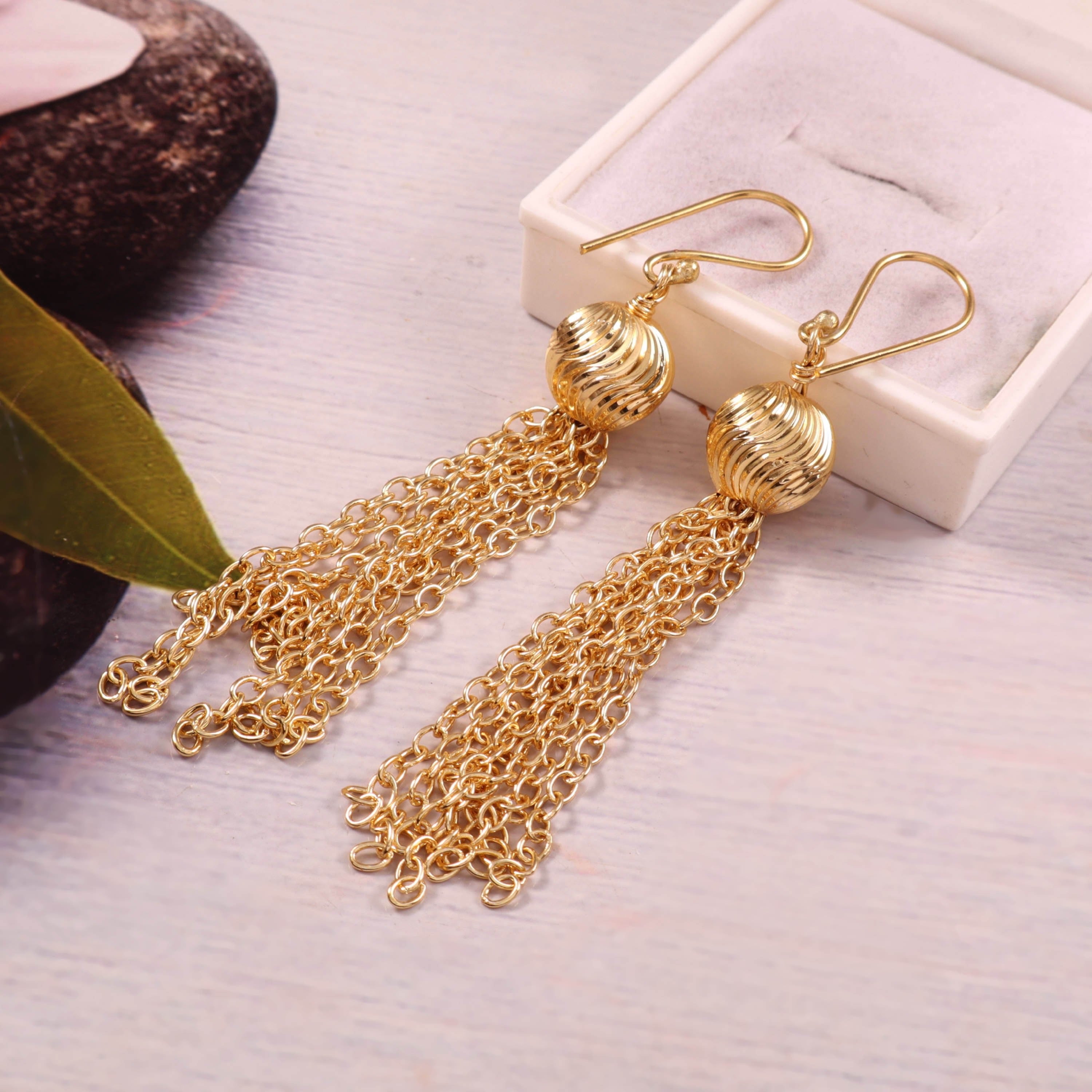 Gold Tassel Drop Earrings – Elegant Chain Fringe Dangle