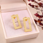 Minimalist Textured Gold Rectangle Earrings