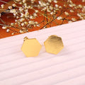 Minimalist Gold Hexagon Stud Earrings