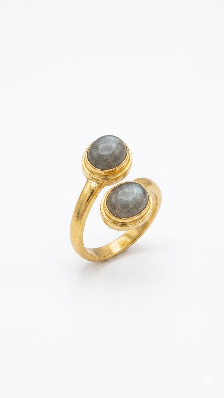 Labradorite Gold Open Ring