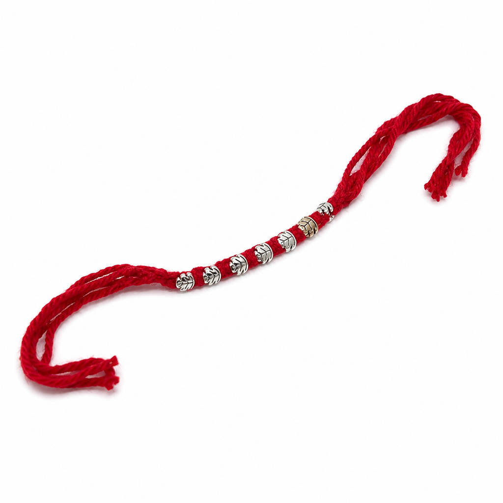 Silver Plated Leaf Sacred Thread Rakhi