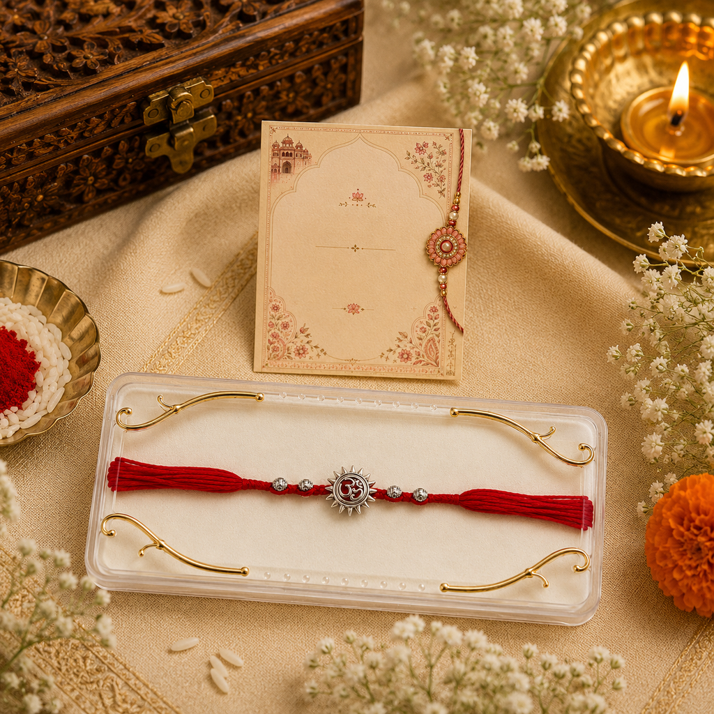 Silver Plated Divine Om Rakhi