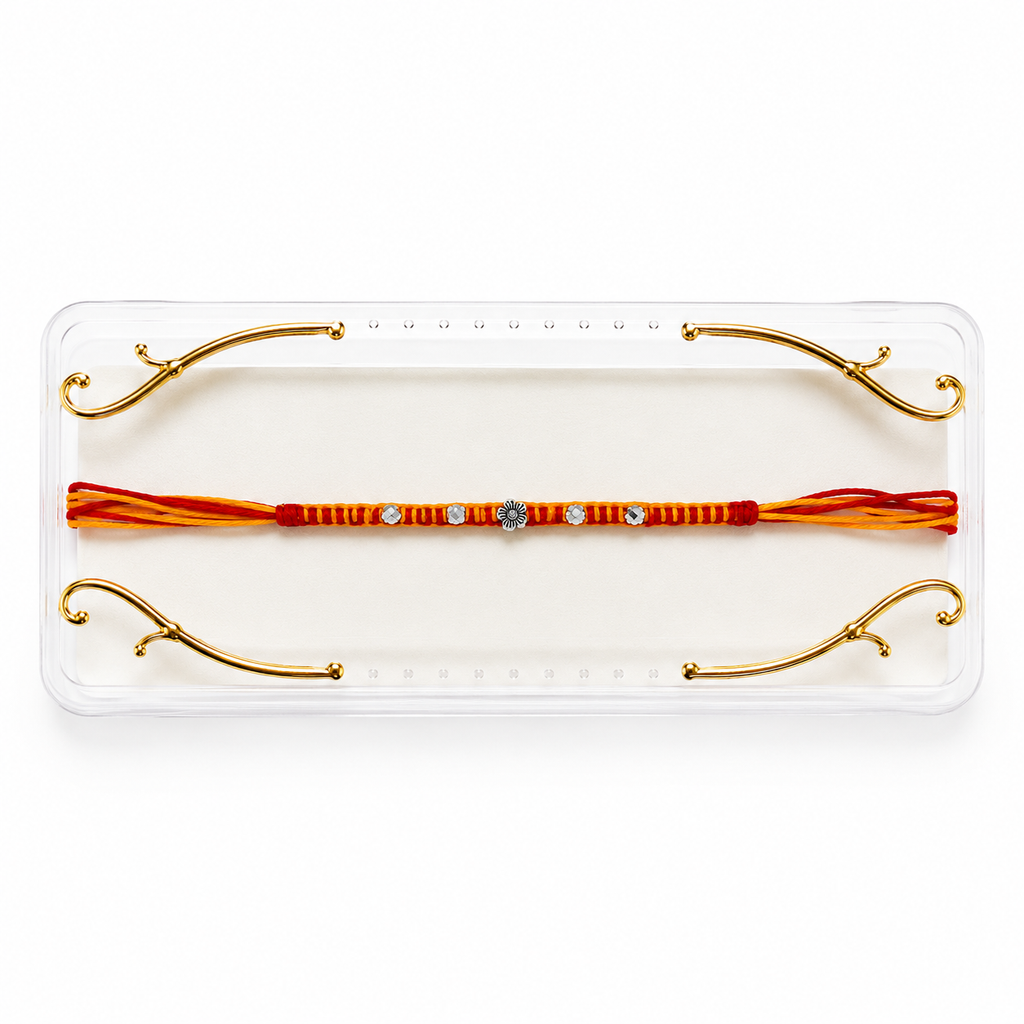 Floral Silver Plated Charm Rakhi