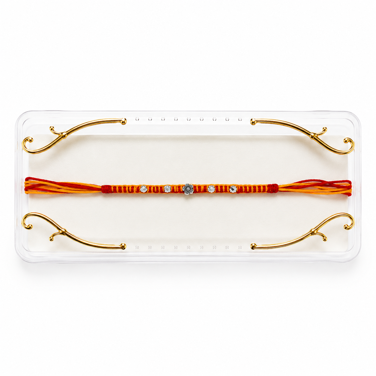 Floral Silver Plated Charm Rakhi