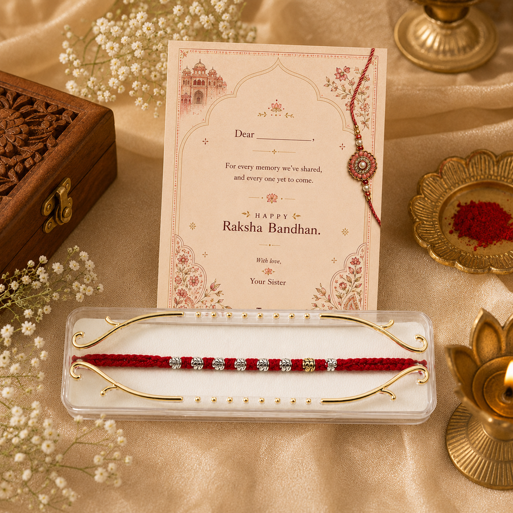 Silver Plated Leaf Sacred Thread Rakhi