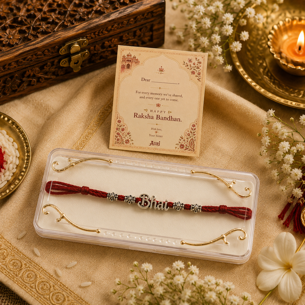 Silver Plated Bhai Charm Rakhi