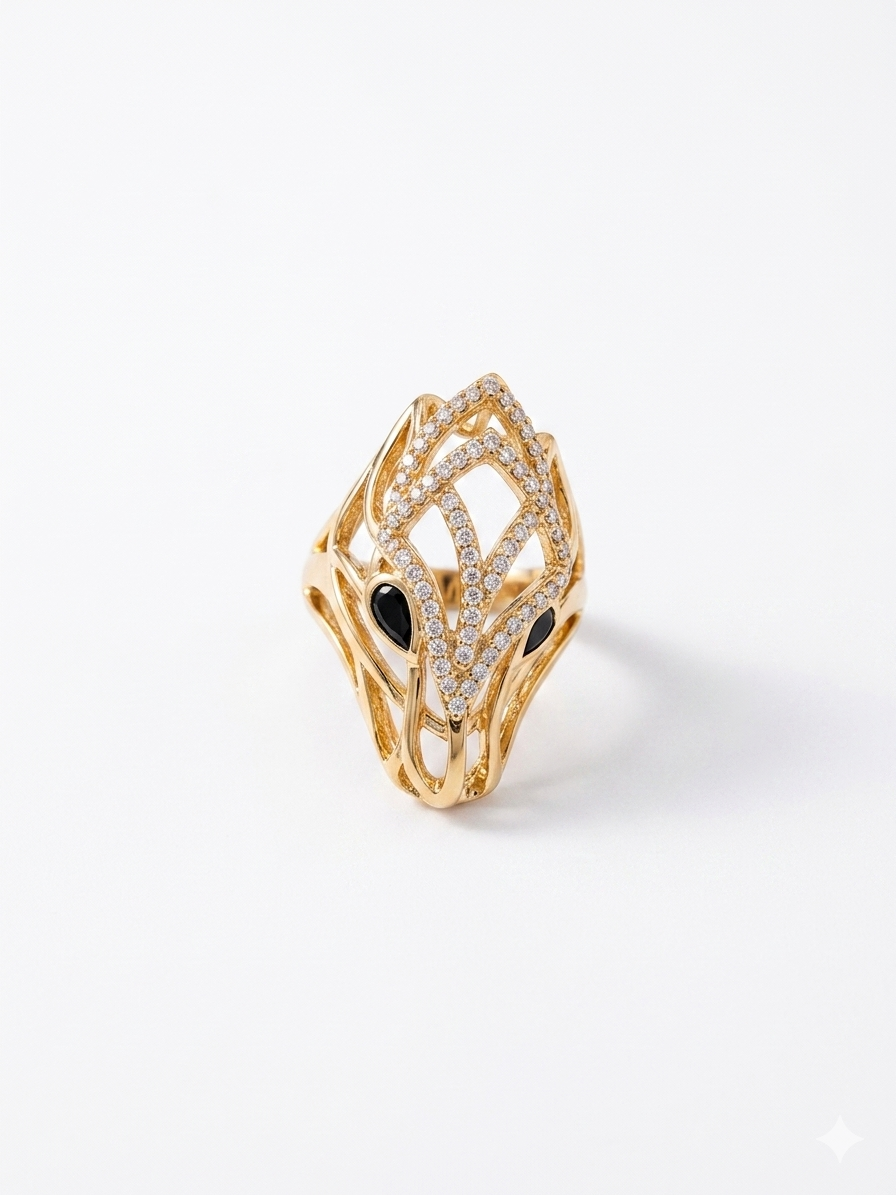 Abstract Geometric Statement Ring in Gold Finish