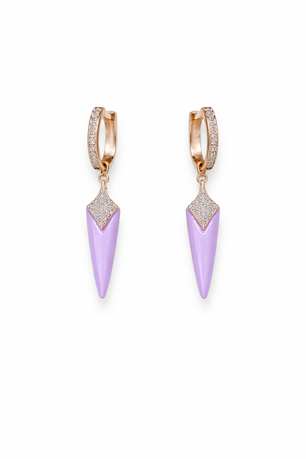 Purple Drop Earrings, Gold Dangle Earrings