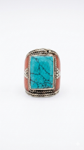 Vintage Turquoise Statement Ring | Handmade Bohemian Tribal Ring