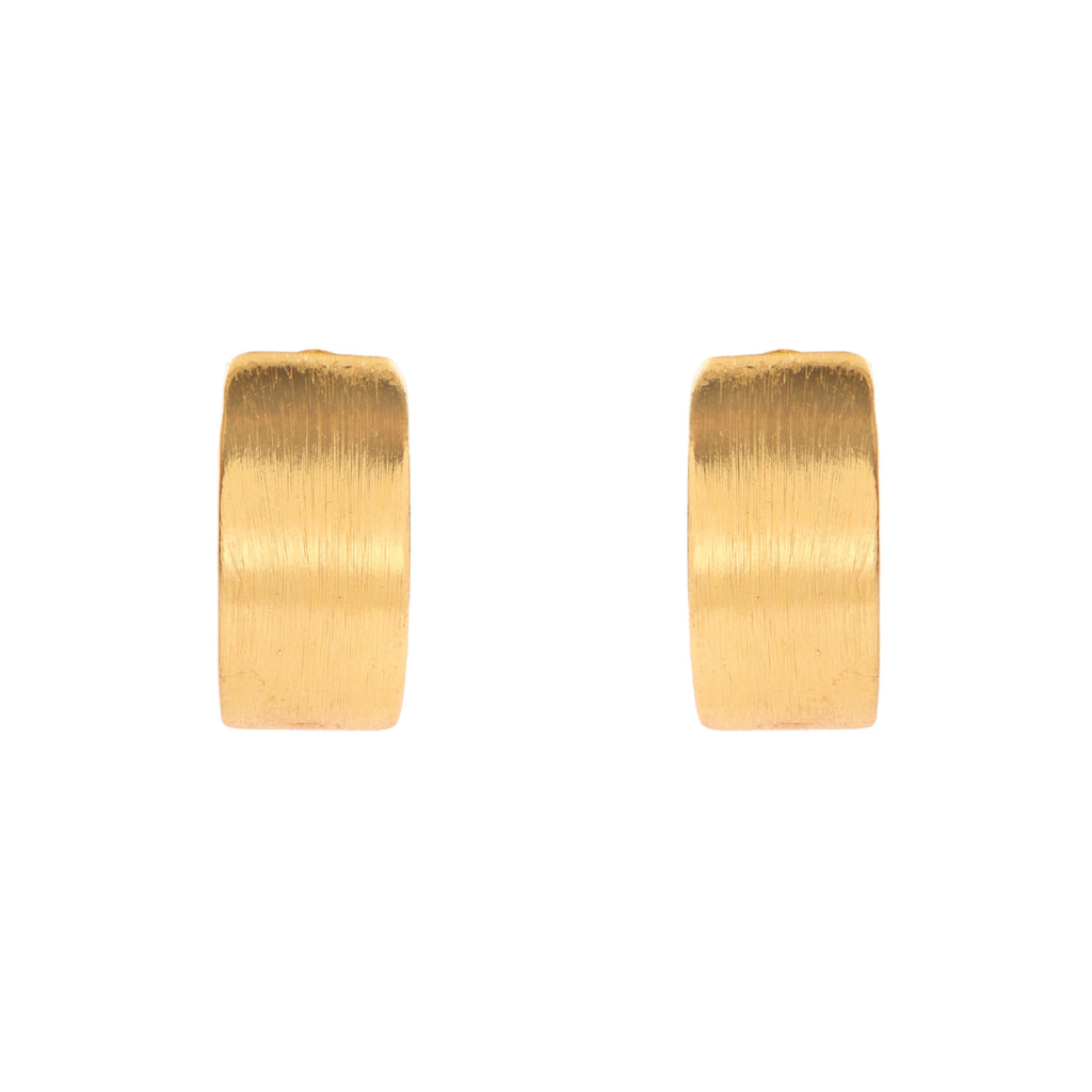 Minimalist Brushed Gold Hoop Stud Earrings