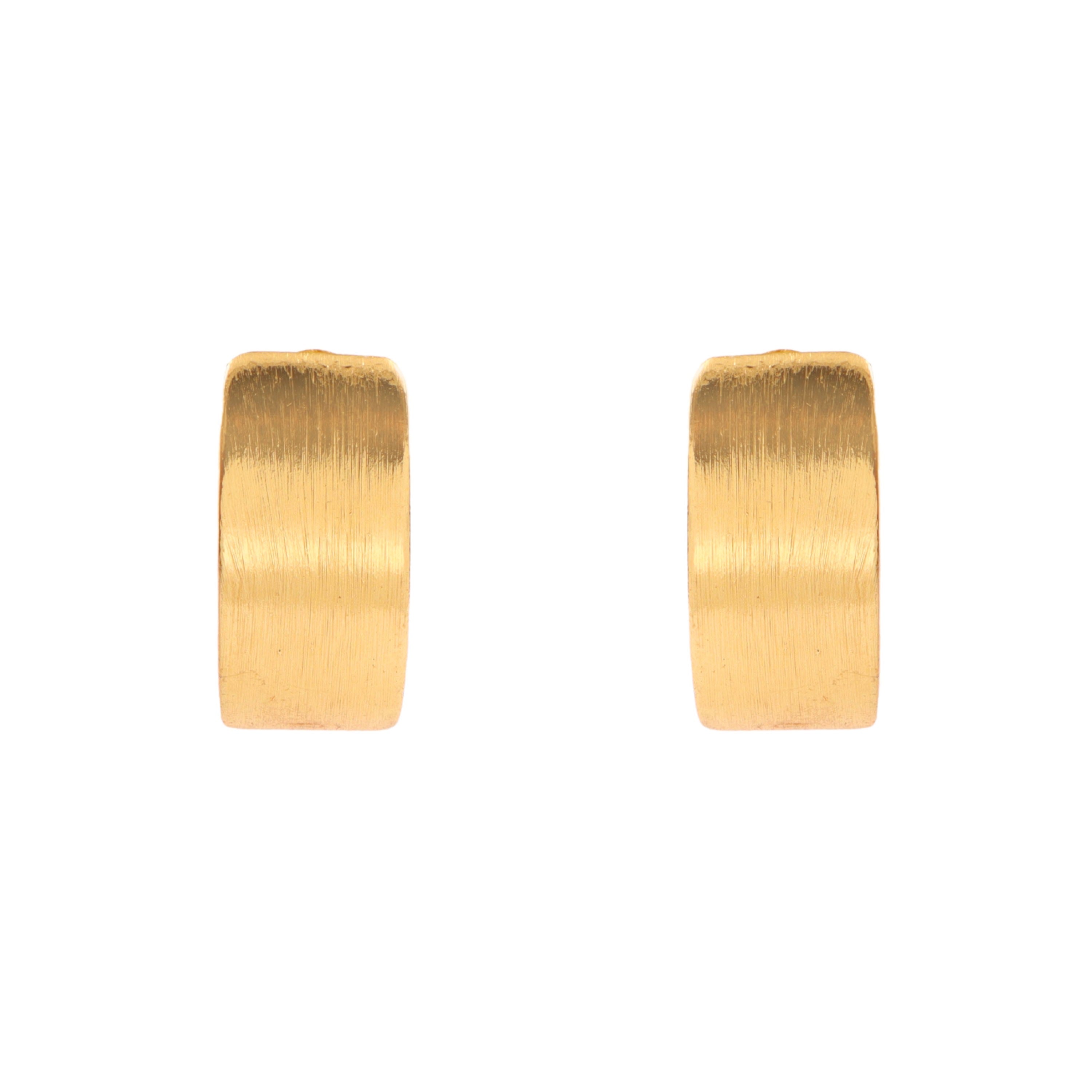 Minimalist Brushed Gold Hoop Stud Earrings