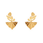 Gold Botanical Leaf Drop Earrings