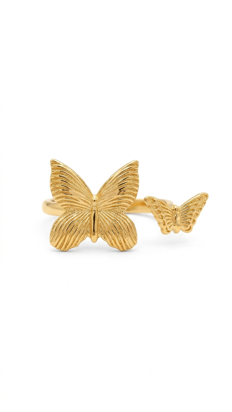 Golden Butterfly Open Statement Ring