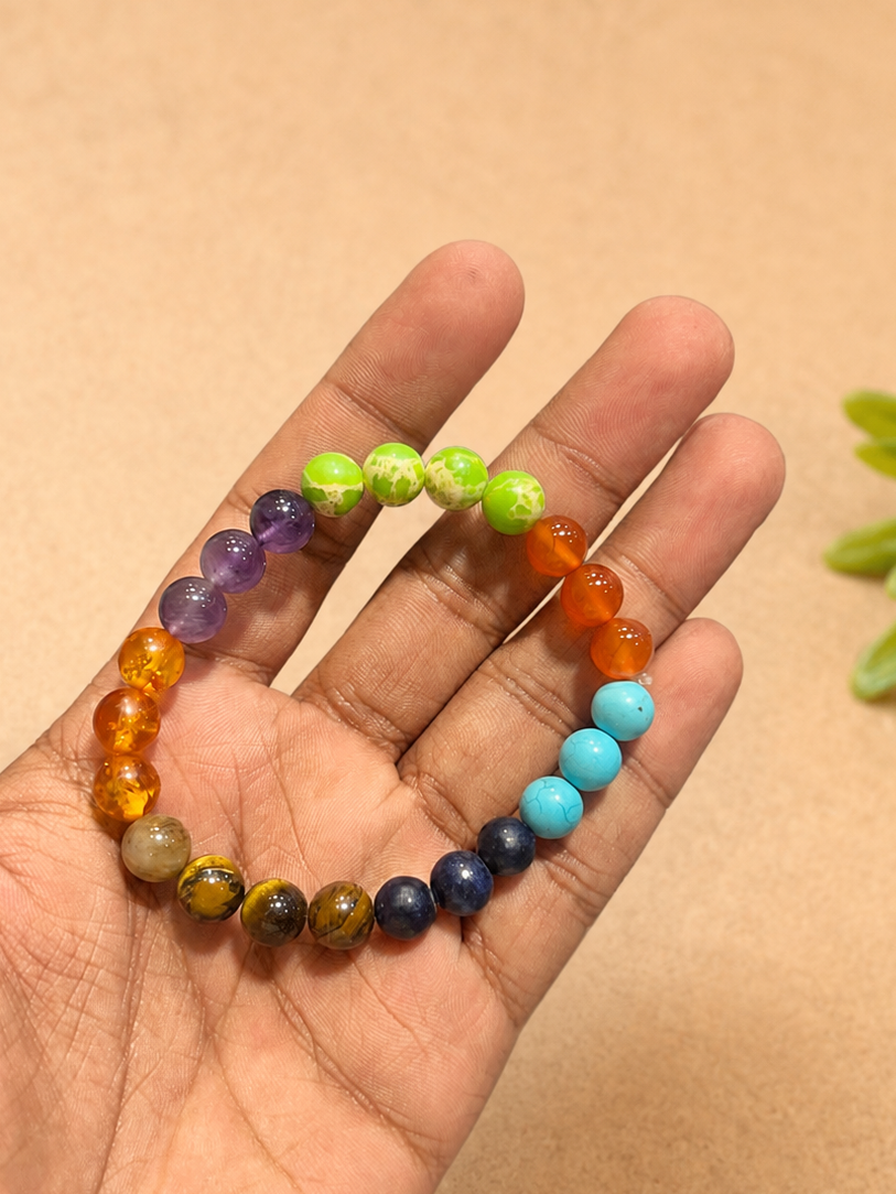 7 Chakra Multi Gemstone Beaded Bracelet
