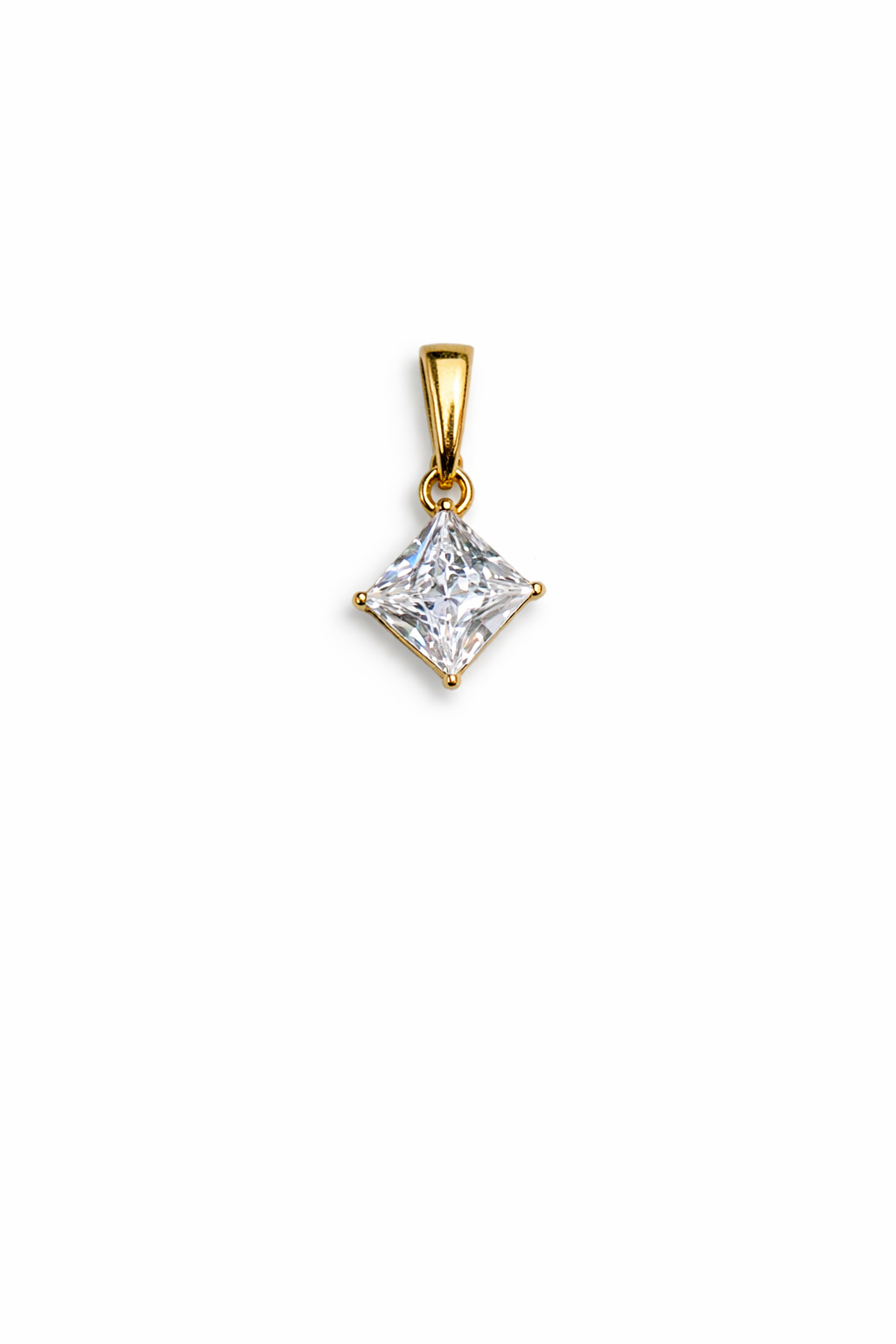 Gold Emerald Cut Diamond Pendant Necklace