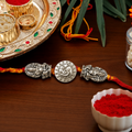 Silver Plated Ganesh & Lakshmi Rakhi for Brother | Premium Designer Rakhi