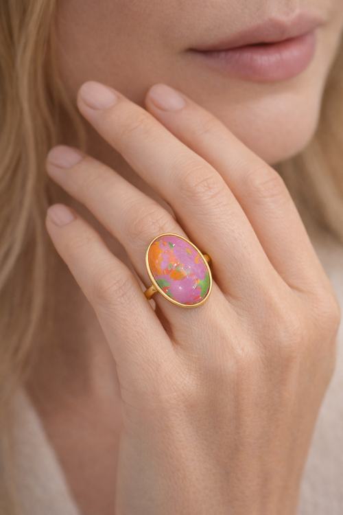Colorful Abstract Stone Ring
