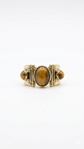 Vintage Tiger Eye Triple Stone Gold Ring
