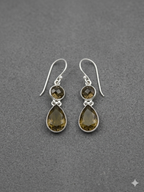 Smoky Elegance Dual Drop Earrings