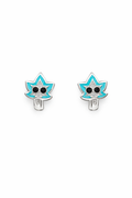 Cute Owl Stud Earrings Turquoise Enamel Nature Inspired