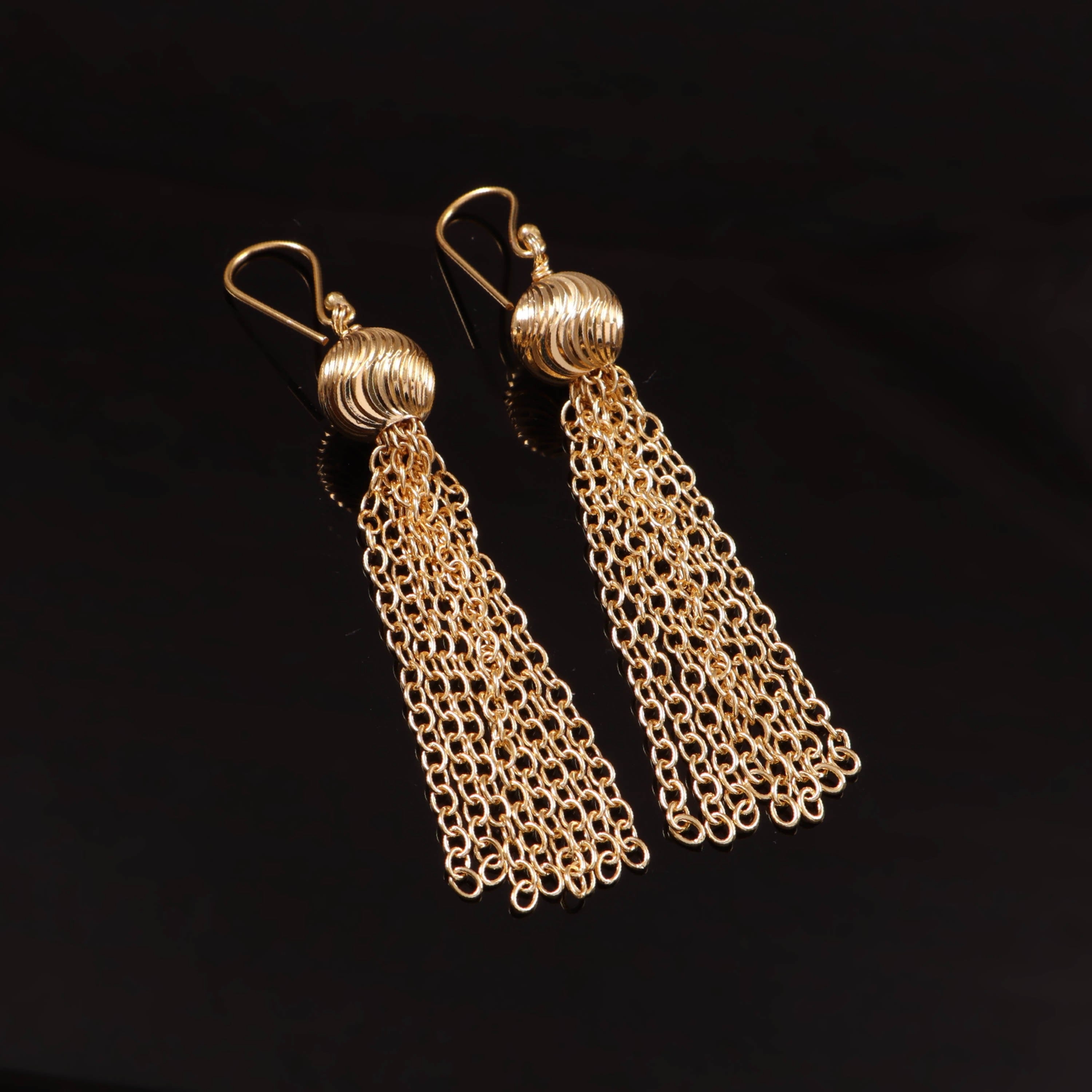 Gold Tassel Drop Earrings – Elegant Chain Fringe Dangle