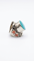 Vintage Turquoise Statement Ring | Handmade Tibetan Silver Ring