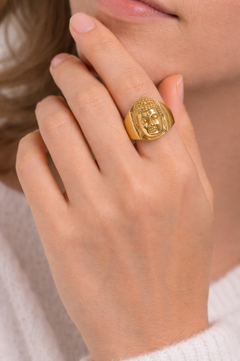 Golden Buddha Statement Ring