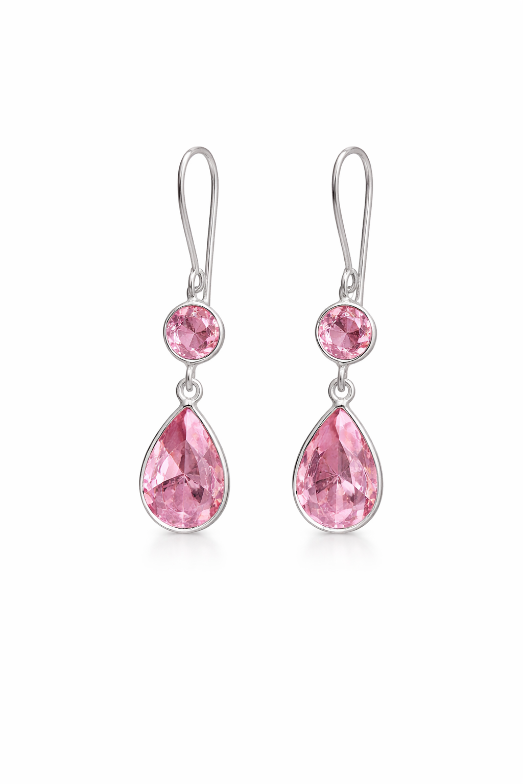 Blush Pink Teardrop Crystal Drop Earrings