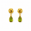 Vintage Knot Peridot Drop Earrings in Gold