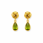 Vintage Knot Peridot Drop Earrings in Gold