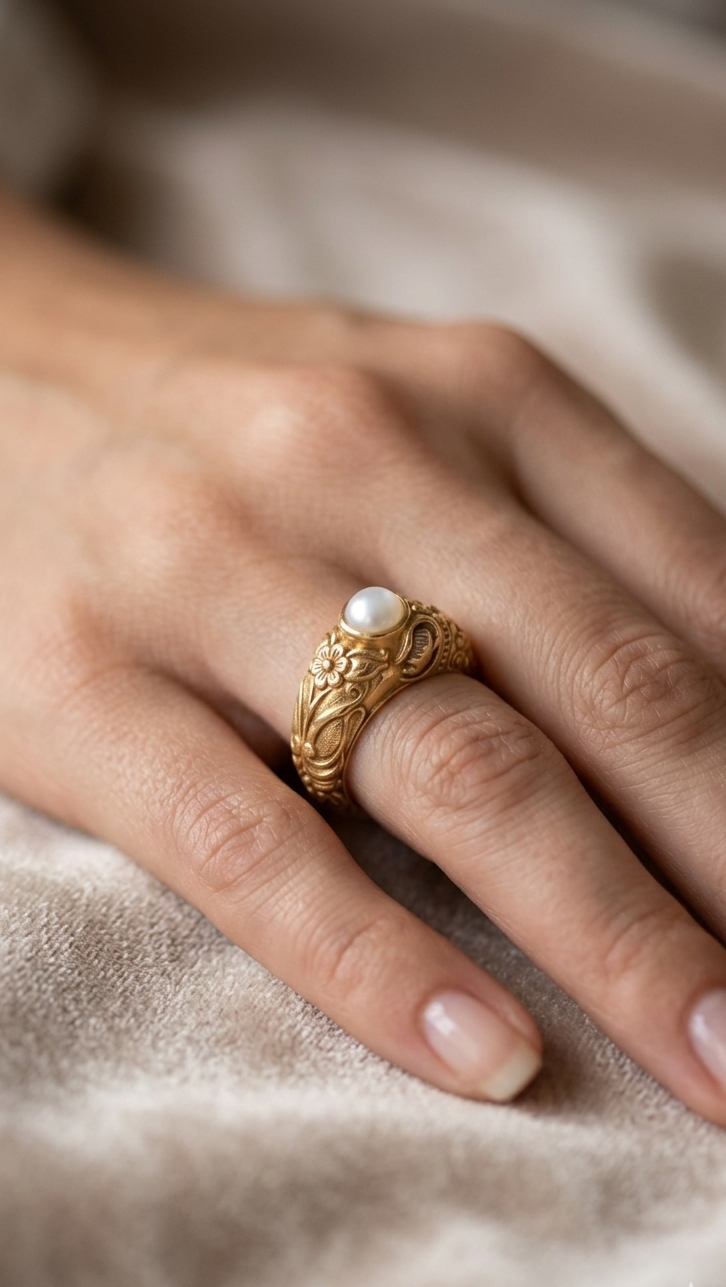 Floral Engraved Boho Statement Ring