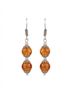 Handmade Amber Glass Bead Drop Earrings