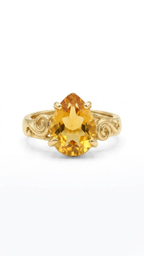 Citrine Pear Gold Ring