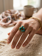 Turquoise & Malachite Stone Cluster Ring