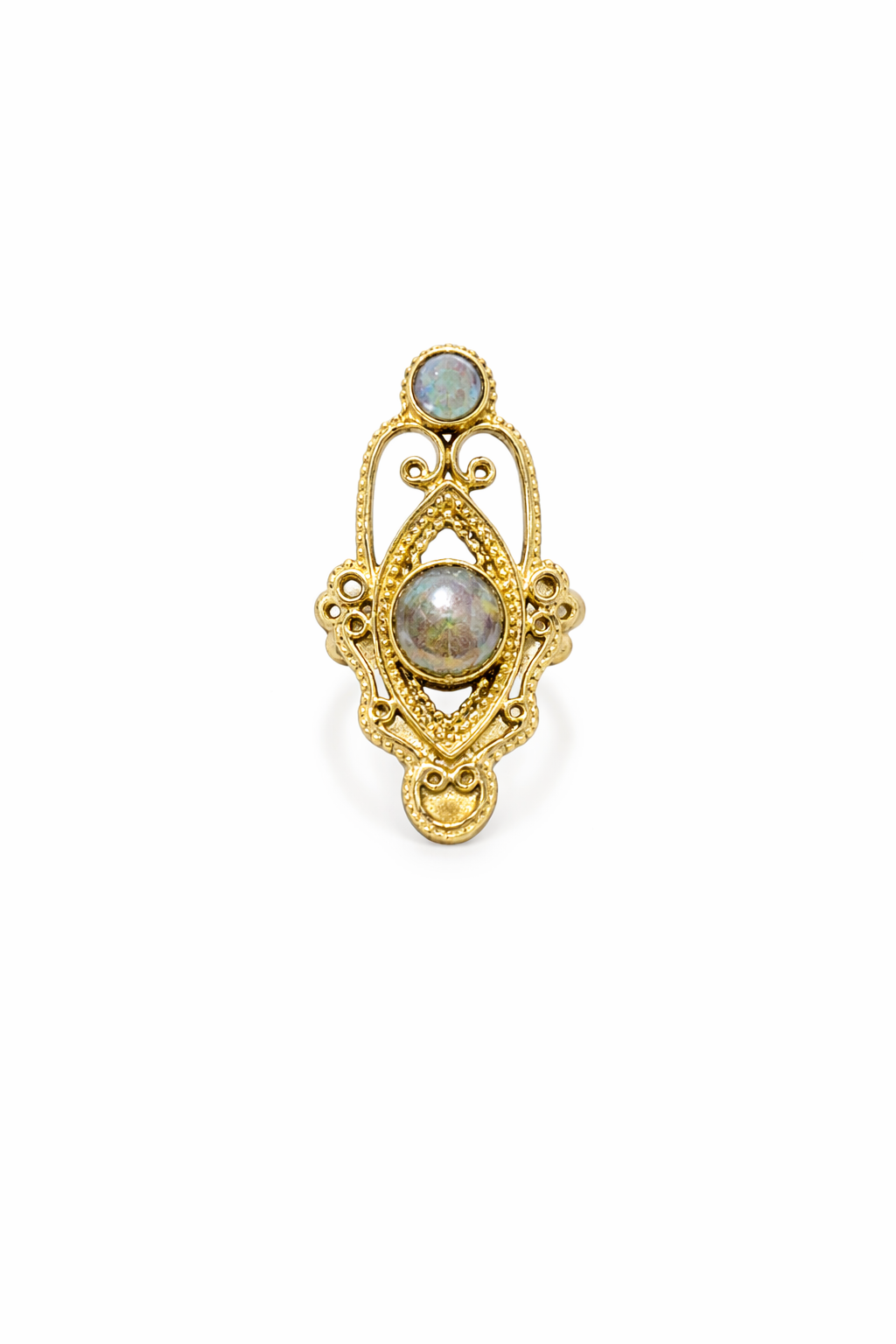 Ethereal Labradorite Filigree Adjustable Statement Ring