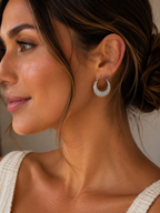 Silver Textured Hoop Earrings