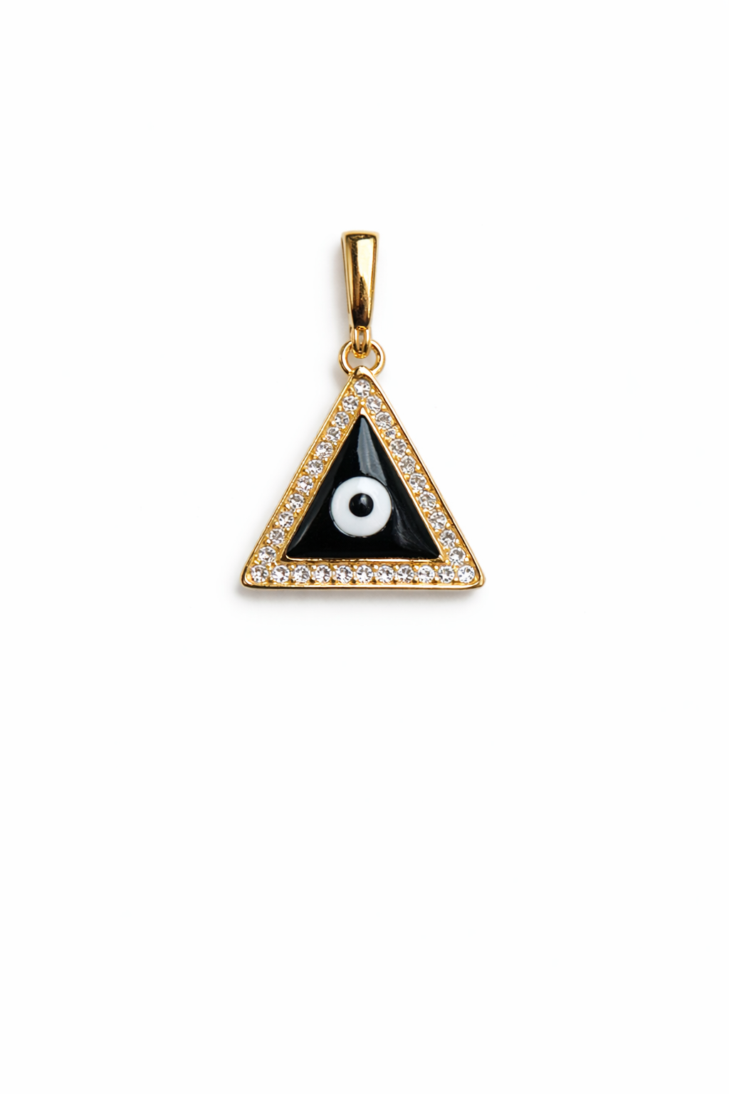 Gold Evil Eye Black Triangle Pendant Necklace