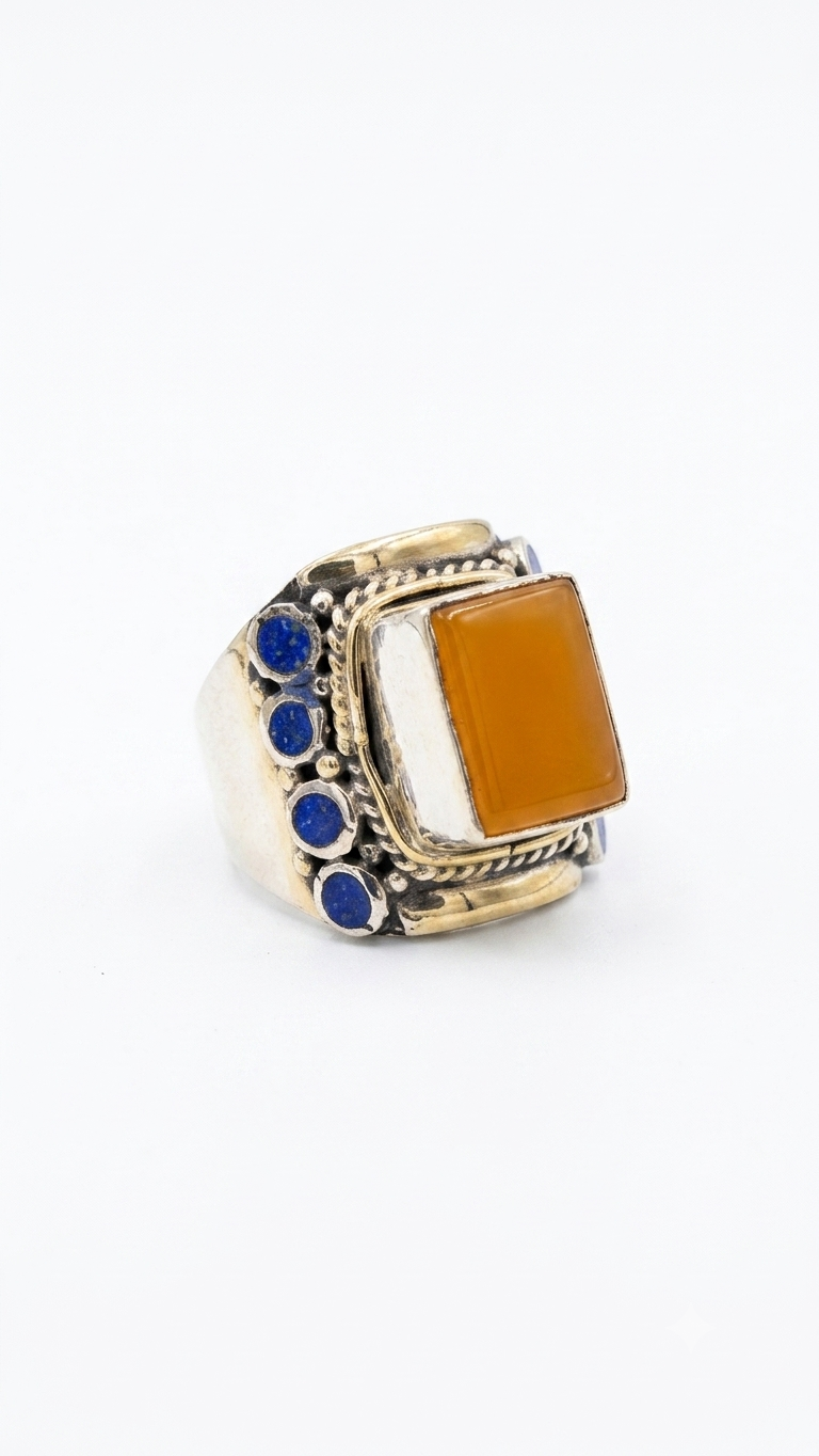 Vintage Jasper Statement Ring | Handmade Tibetan Silver Ring