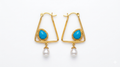 Turquoise Pearl Geometric Drop Earrings