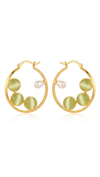 Green Cat’s Eye Oval Drop Earrings