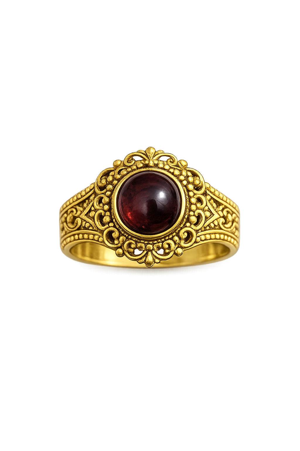 Vintage Gold Garnet Ring for Women