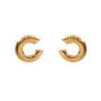 Elegant Textured Gold Crescent Stud Earrings