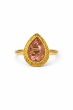 Peach Teardrop Statement Ring