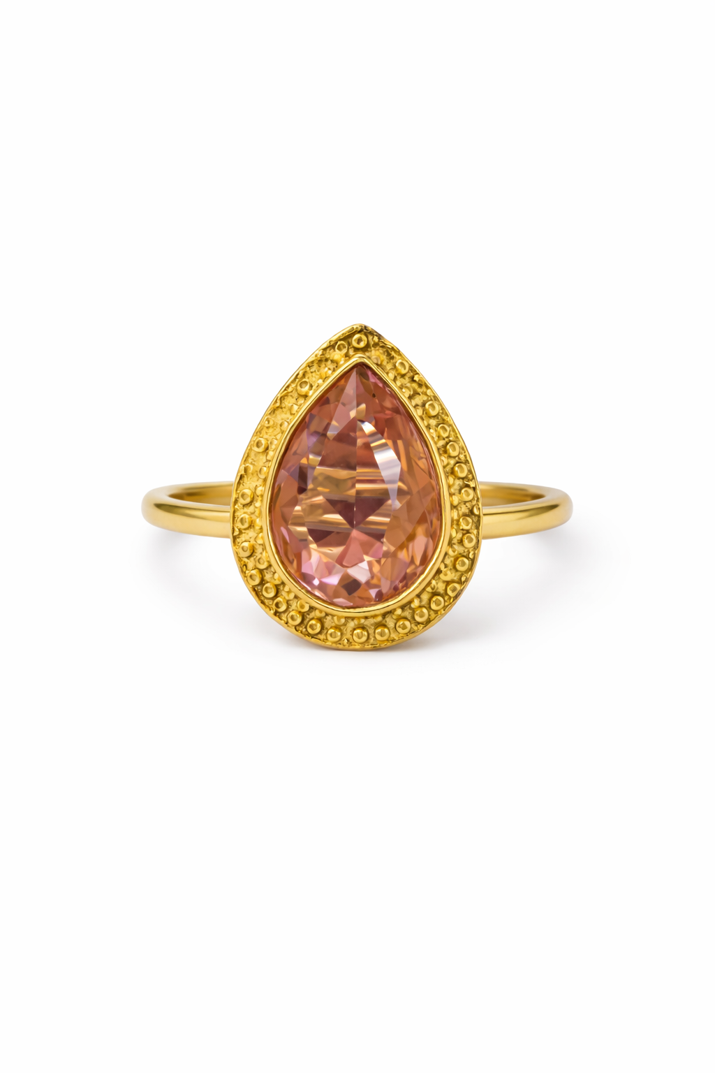 Peach Teardrop Statement Ring