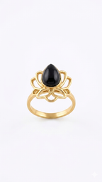 Gold Lotus Black Onyx Ring