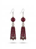 Handmade Burgundy Beaded Tassel Earrings