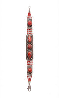 Nepali Coral Gemstone Bracelet, Boho Tribal Silver Bracelet