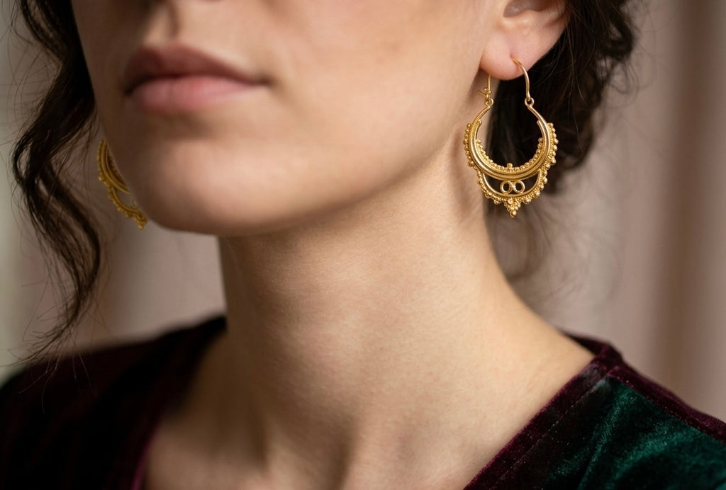 Gold Tribal Hoop Earrings