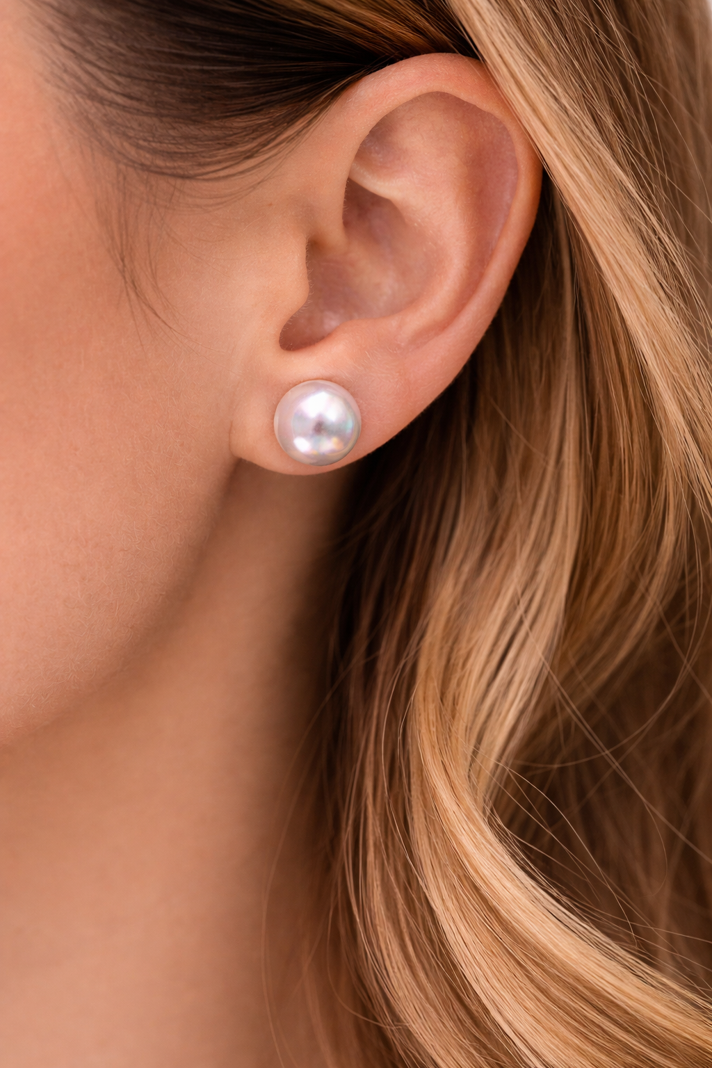 White Holographic Ball Earrings