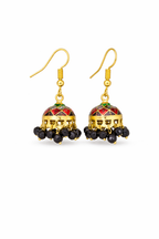 Red & Green Enamel Jhumka Earrings